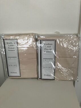 Lined Pleated Valance — Beige Window Valance brand new price for 2 valances $20